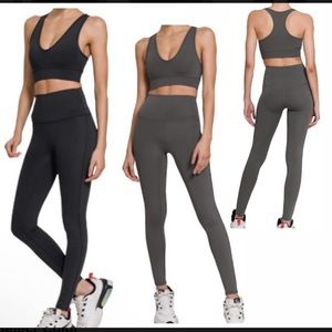 Zenana black racerback sport bra & leggings set M